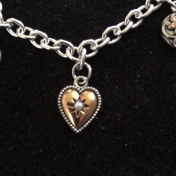 Elegant Silver and Gold Heart Charm Bracelet - Picture 7 of 10